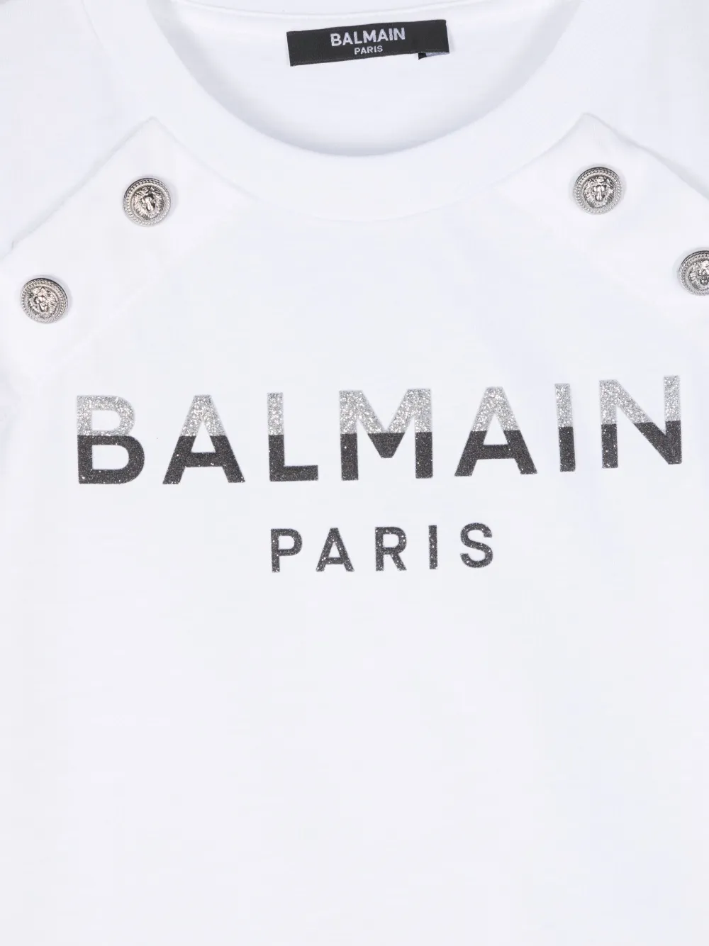 BALMAIN GLITTER LOGO-DETAIL T-SHIRT