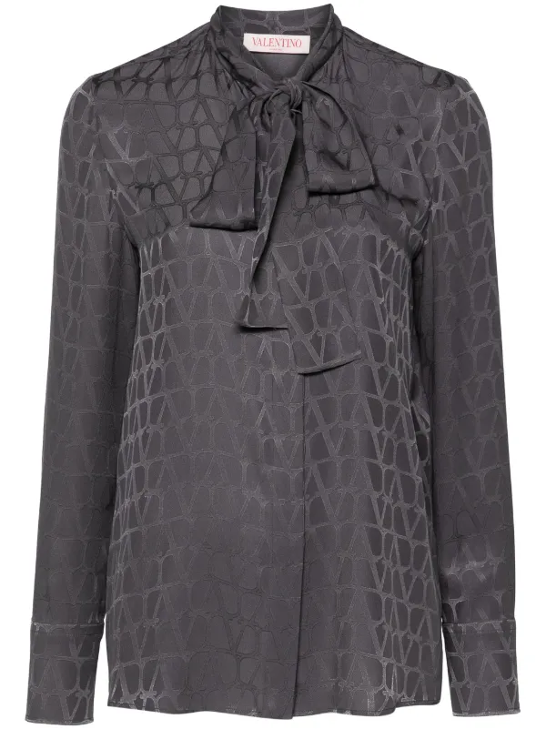 VALENTINO トワル イコノグラフ柄 シルク製 ボウリングシャツ VALENTINO トワル イコノグラフ柄 シルク製 ボウリングシャツ