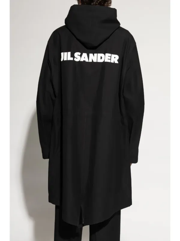 ジャケット JIL SANDER Black Cotton Parka Jil Sander Logo Parka Coat | Black | FARFETCH