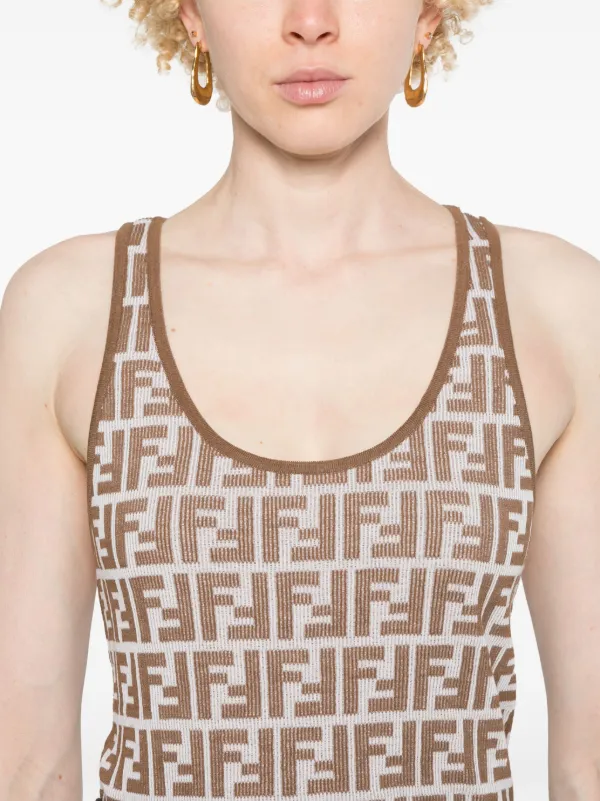 FENDI FF pattern Racerback Tank Top White FARFETCH OM