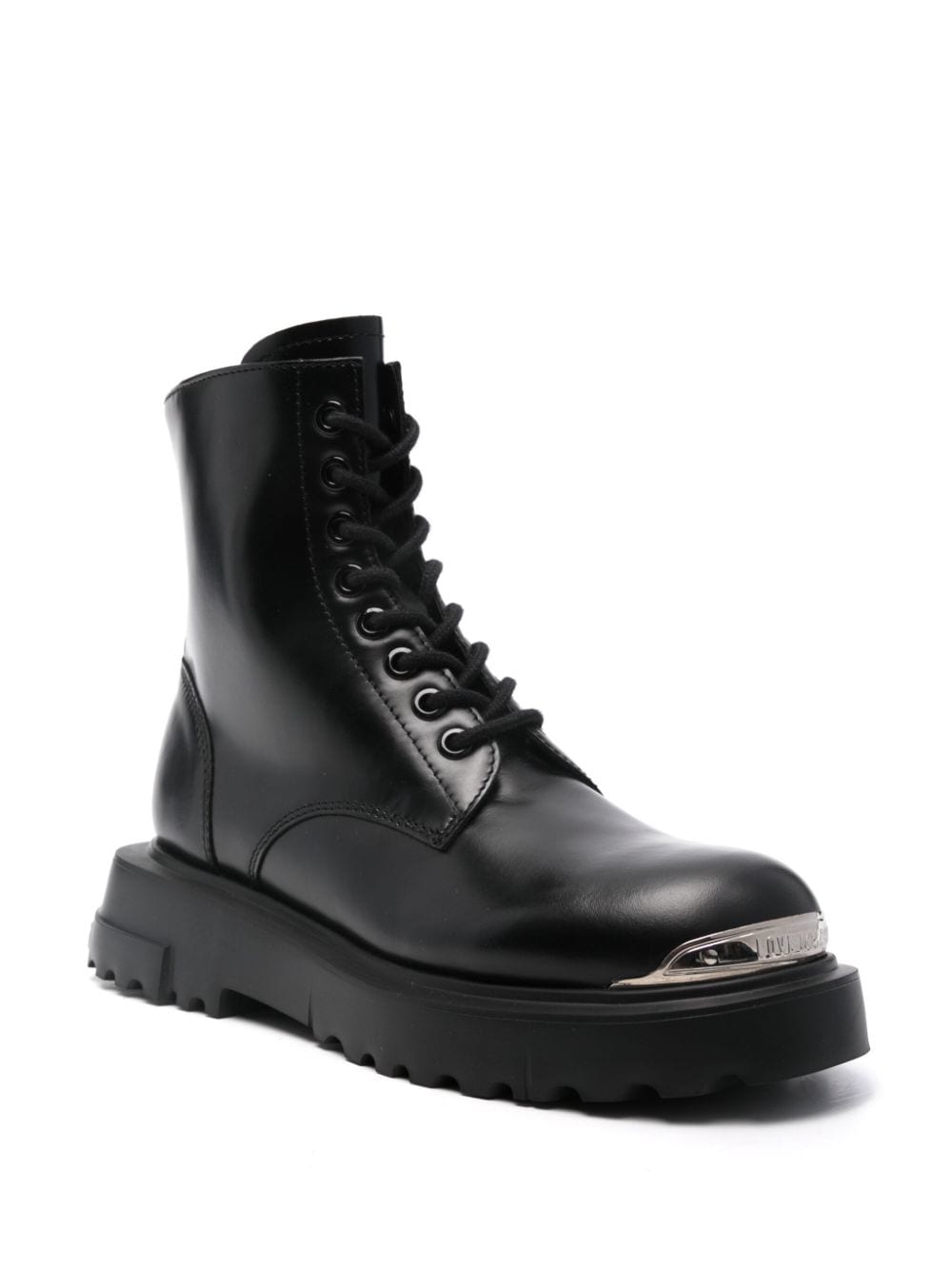 Shop Love Moschino Logo-plaque Leather Boots In Black