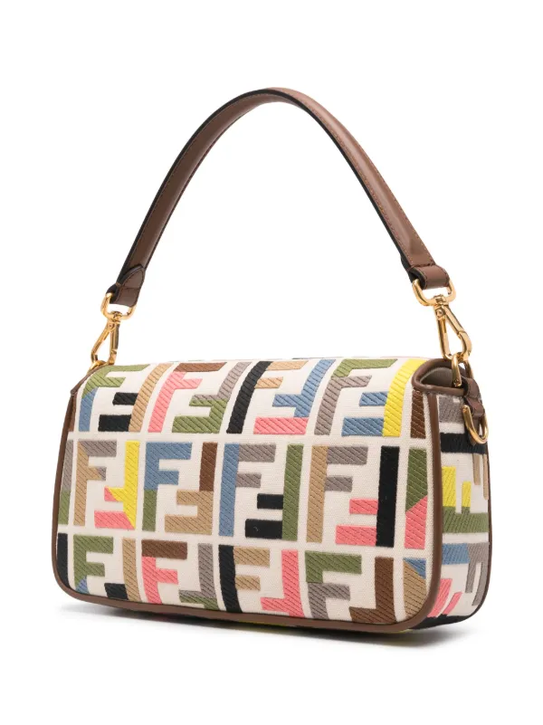 FENDI Baguette Canvas Shoulder Bag Neutrals FARFETCH