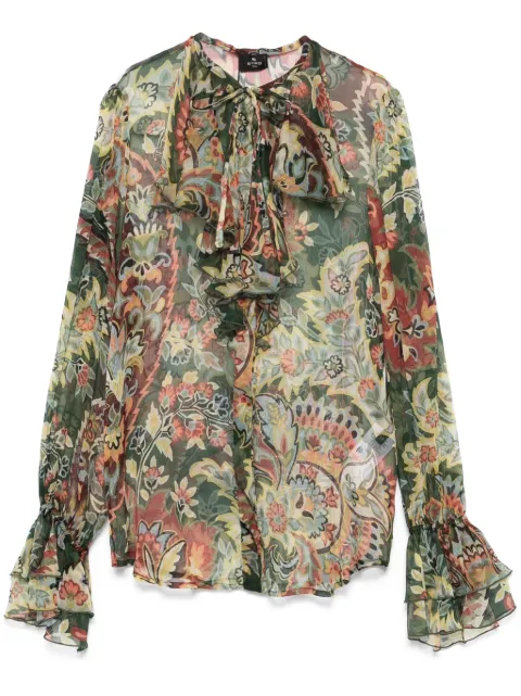 ETRO ruffled-detail crepon shirt