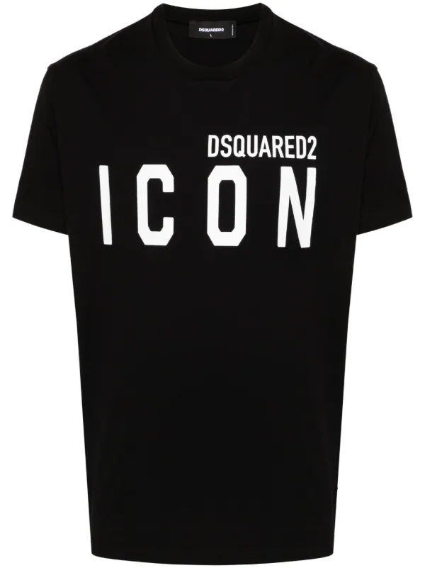 DSQUARED2 logo-print Cotton T-shirt | Black | FARFETCH IN