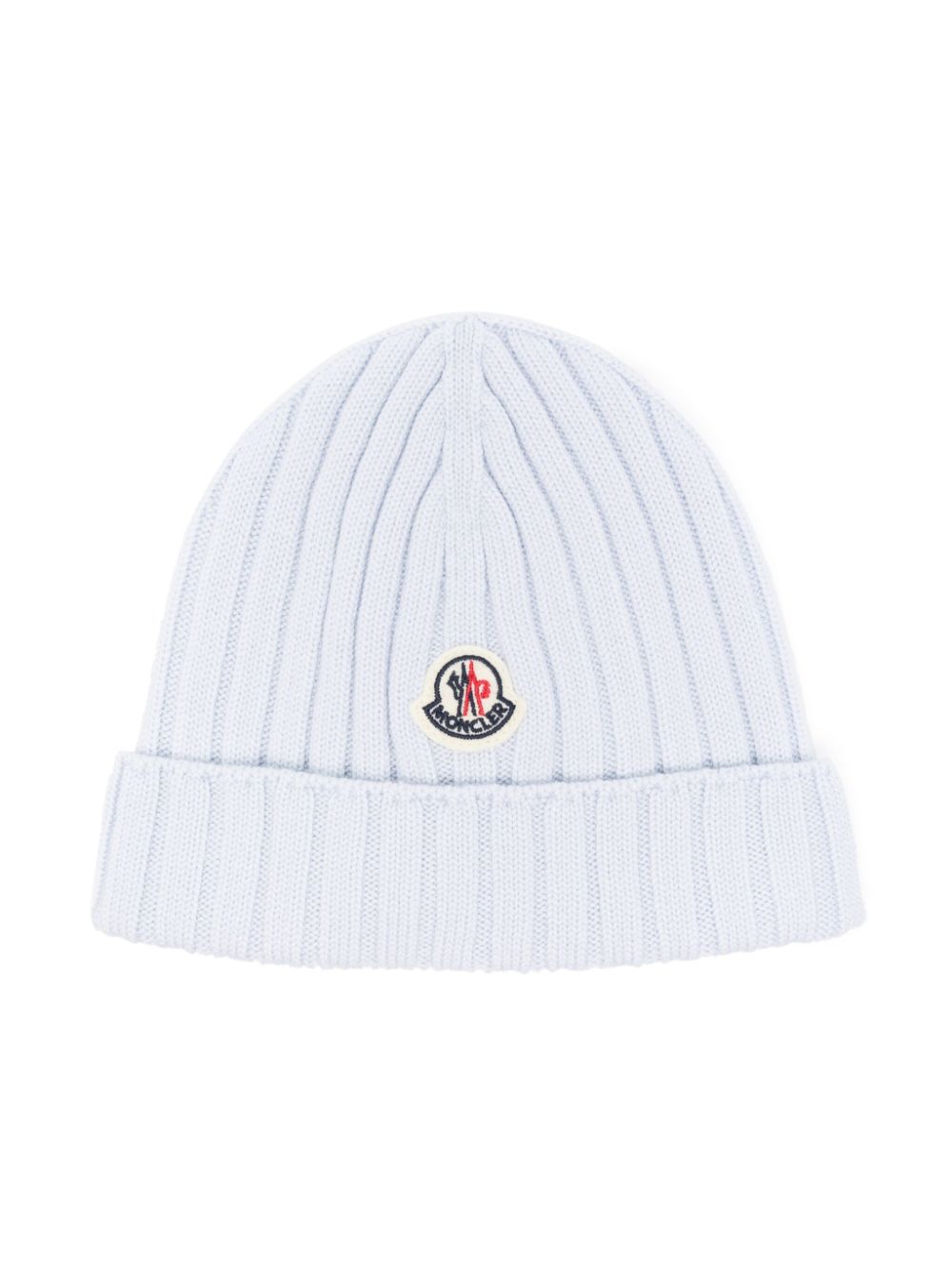 Moncler Enfant logo-appliqué rib-knit beanie - Blue