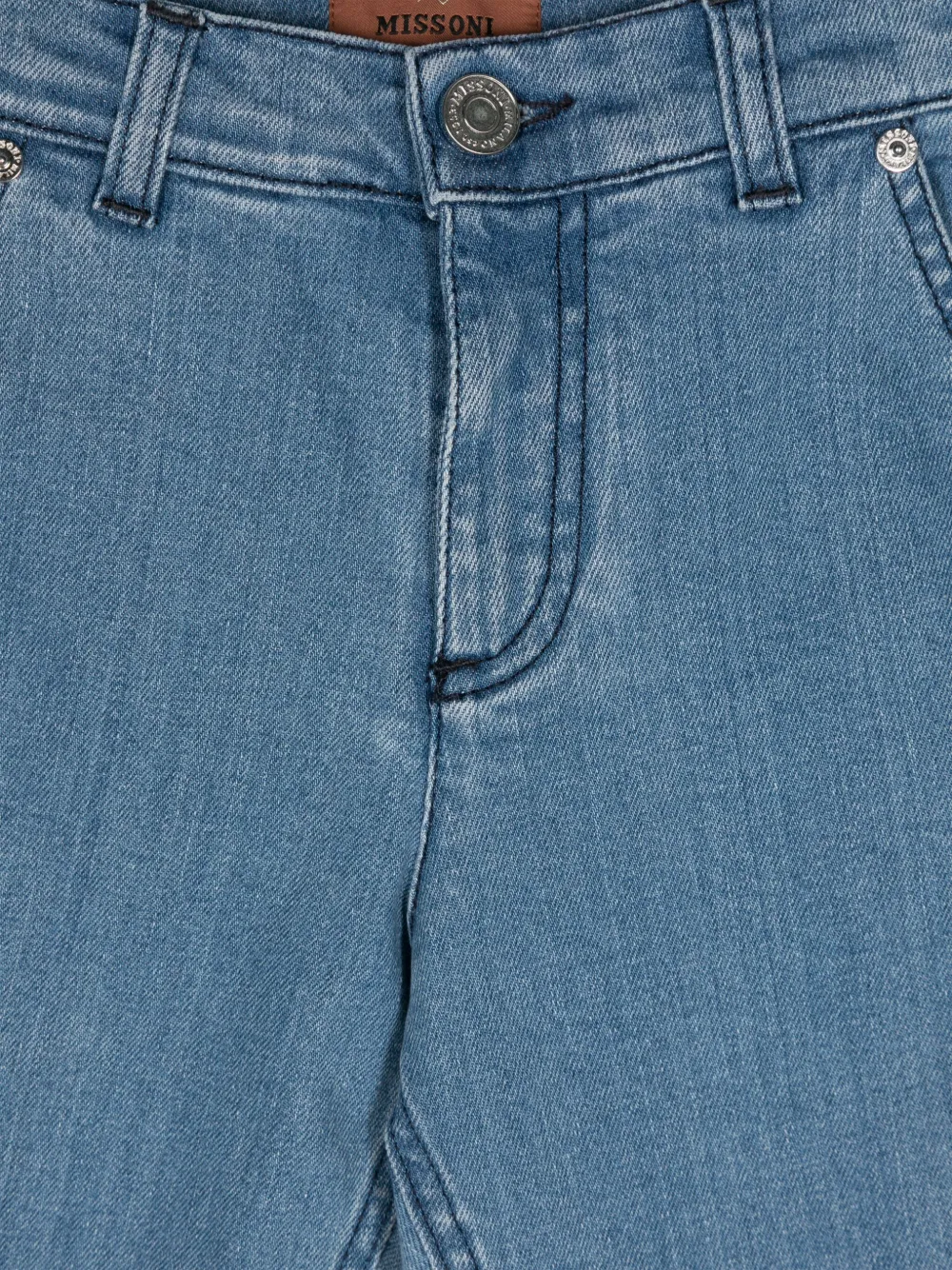 Missoni Kids Jeans met zigzag-borduurwerk en toelopende pijpen Blauw