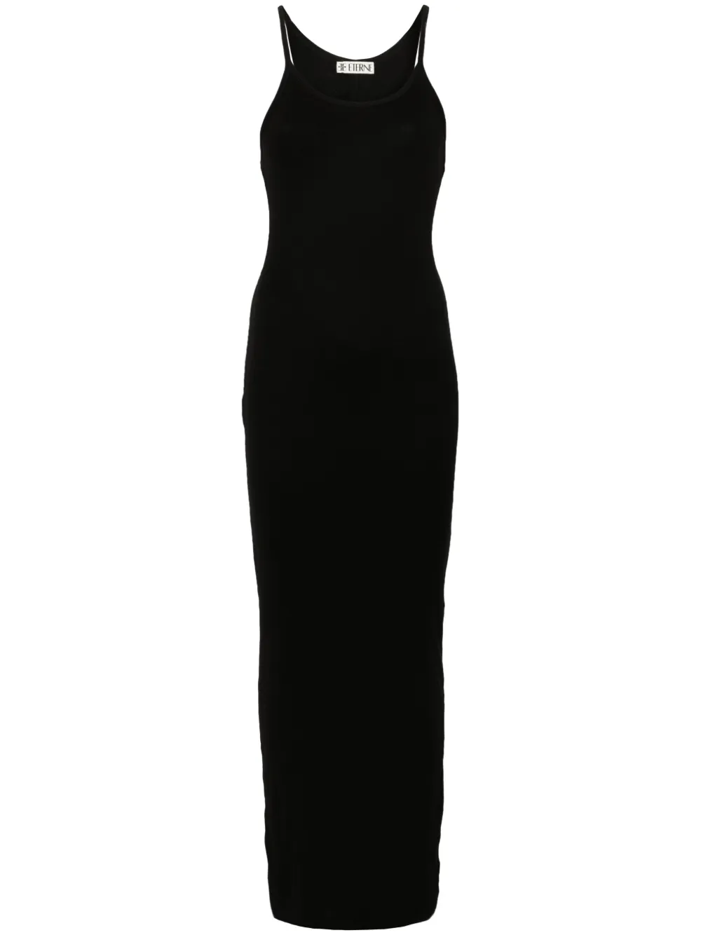 ETERNE robe mi-longue nervurée à taille nouée | noir | Image 1