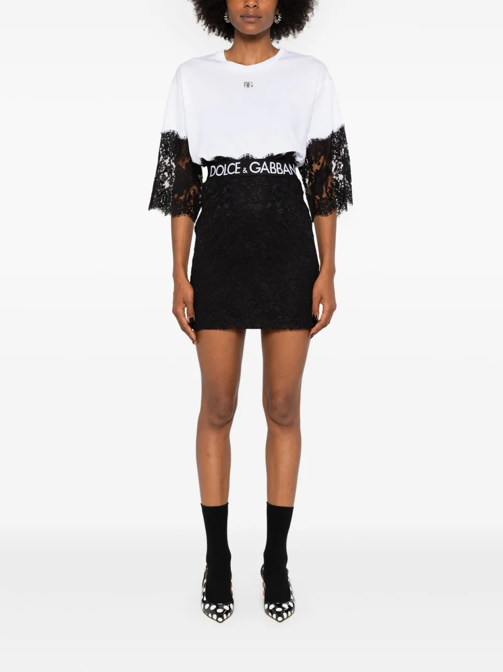 dolce&gabbana Dolce & Gabbana Mini-rok met bloemenkant - Zwart