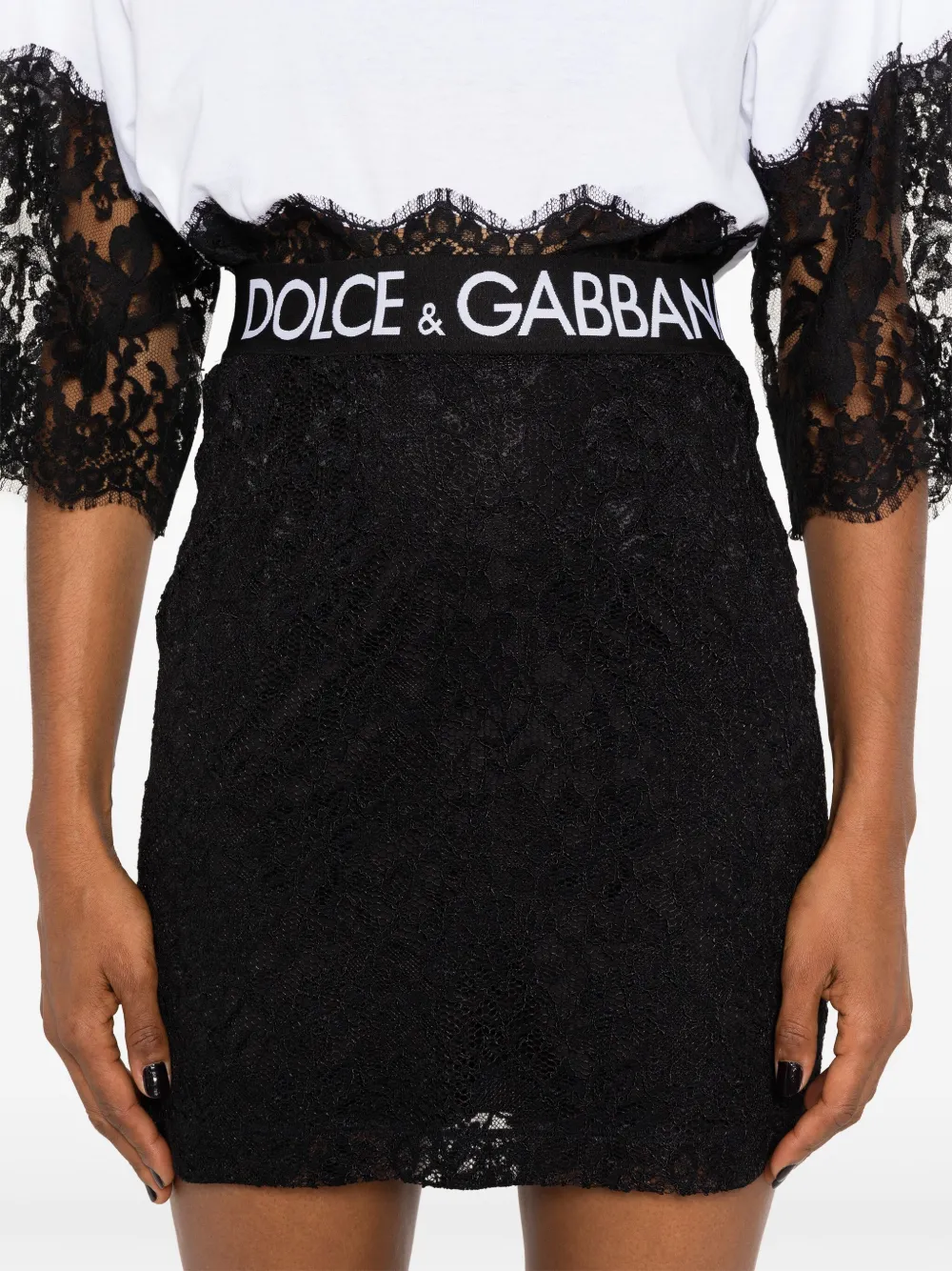 Dolce & Gabbana Mini-rok met bloemenkant Zwart
