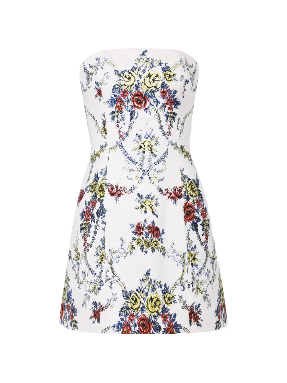 alice + olivia Velia floral-print strapless mini dress - Bianco