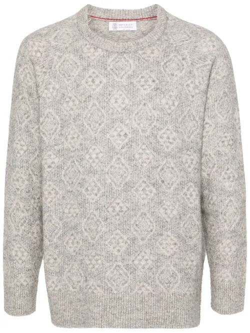 Pull en maille intarsia - Brunello Cucinelli - Modalova