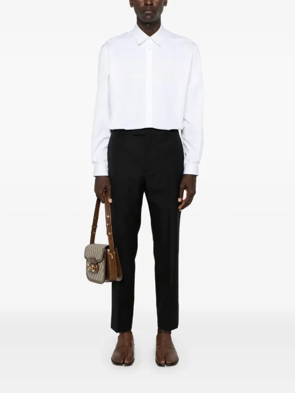 【GUCCI】TAILORED TROUSERS●828769Z7AO26052 Gucci logo-embroidered Twill Tailored Trousers | Black