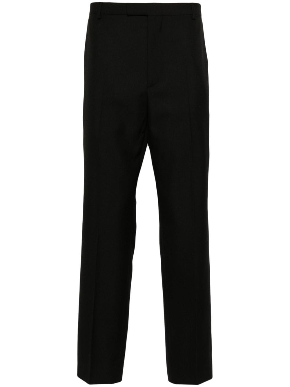 Shop Gucci Logo-embroidered Twill Tailored Trousers In Black