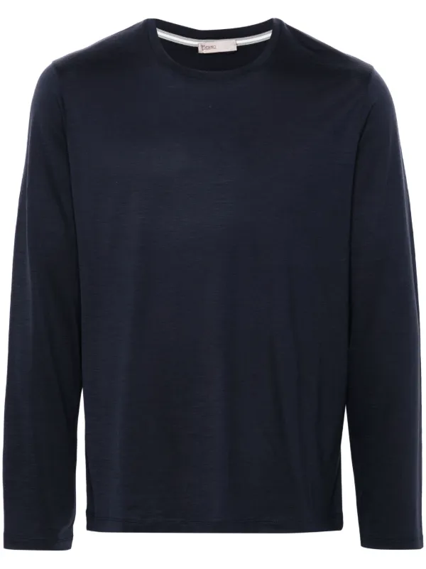 Herno Long-sleeve Wool T-shirt in Blue