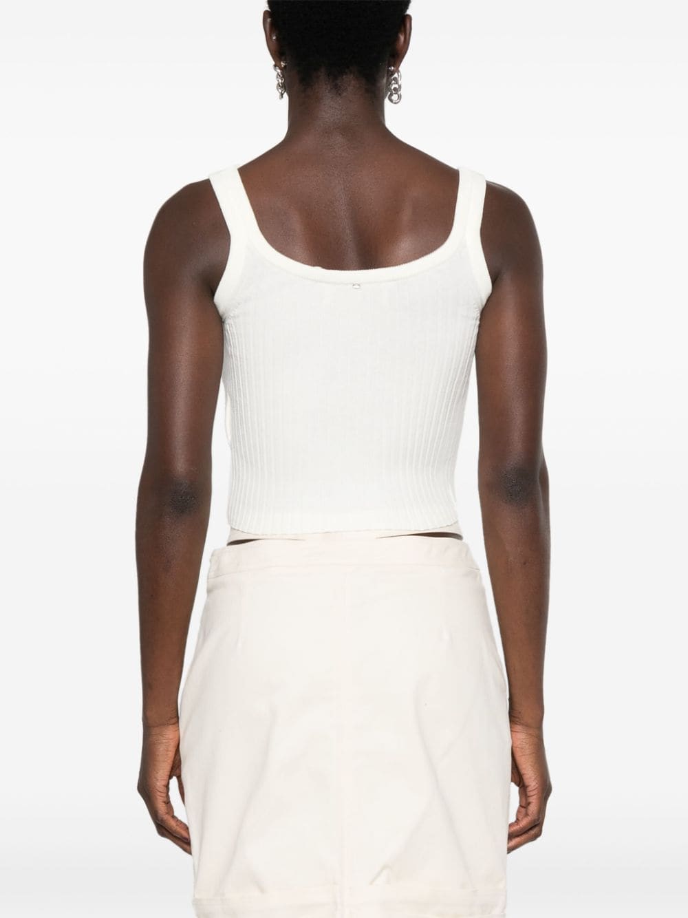 Shop Sportmax Papilla Ribbed Tank Top In Nude