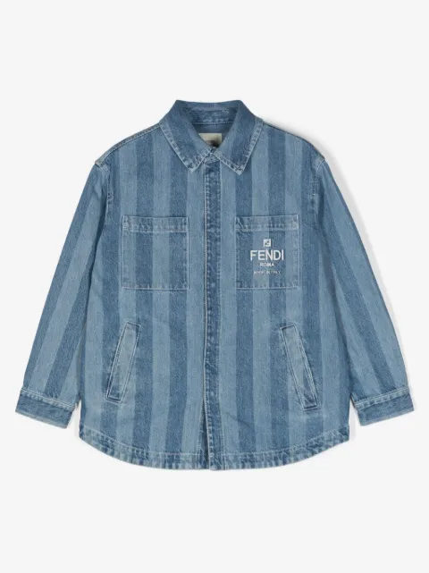 Fendi Kids veste en jean à logo brodé