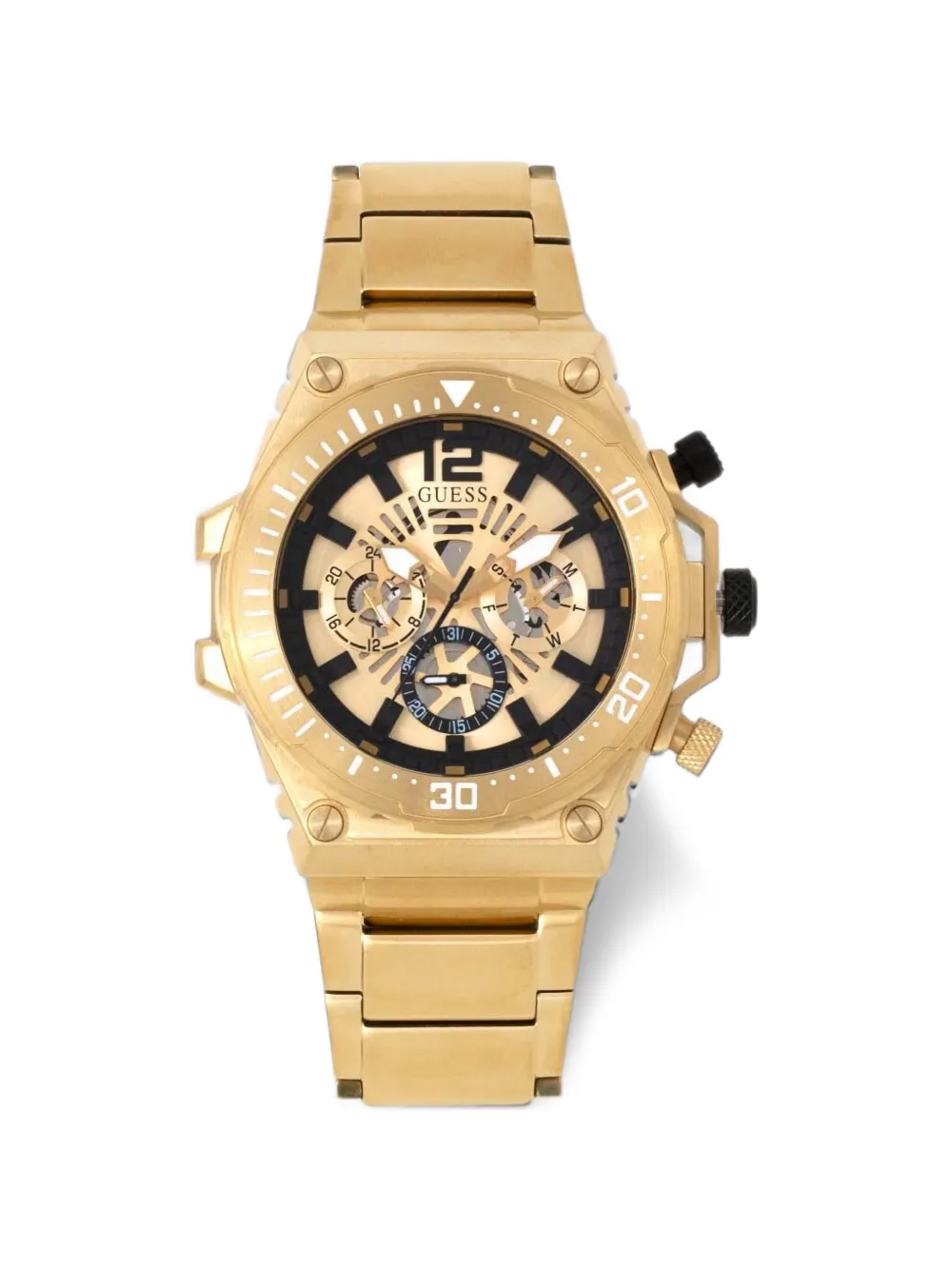 GUESS USA exposed screw 48mm watch - Gold