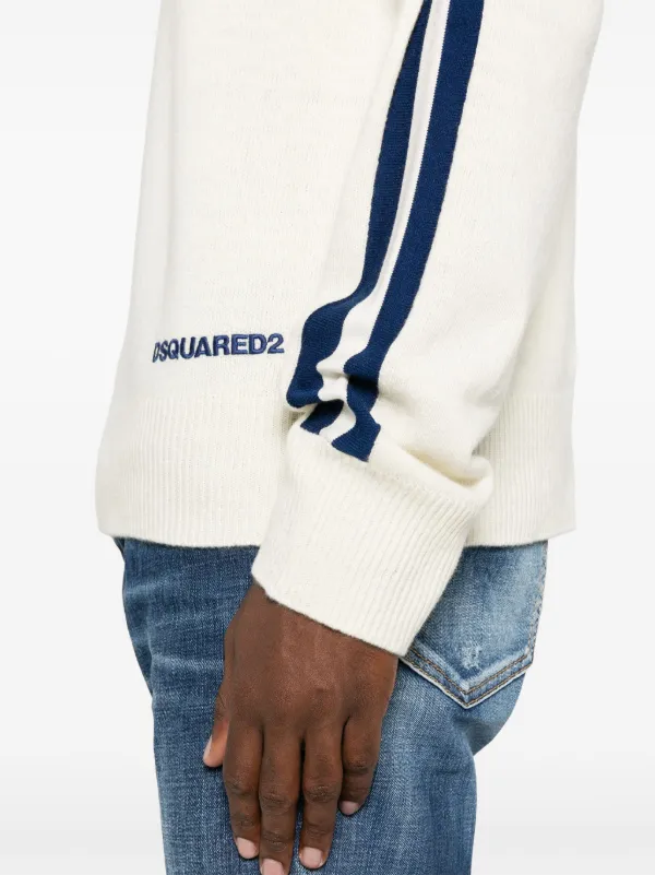 DSQUARED2 stripe detail ribbed knit Jumper White FARFETCH AO