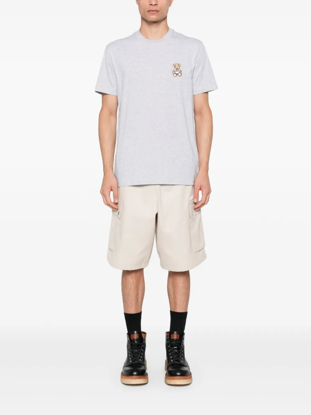 Moschino T-shirt met Teddy Bear-patch - Grijs