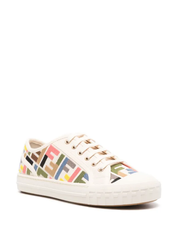 スニーカー FENDI Embroidered Canvas Domino Sneakers FENDI Domino Canvas Sneakers | Neutrals | FARFETCH