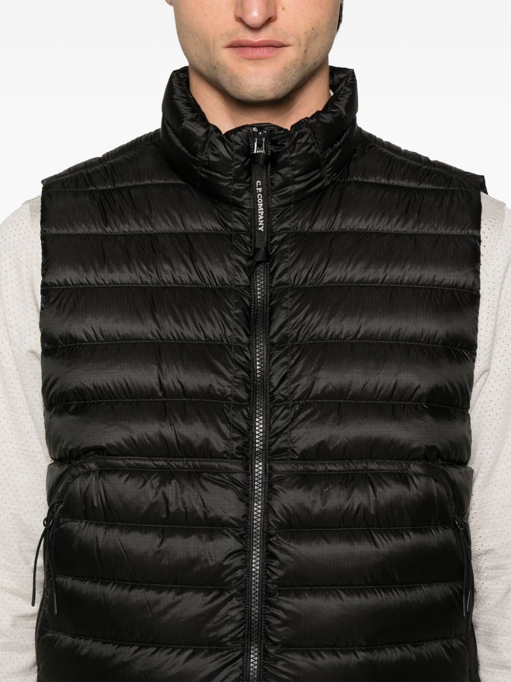 Shop C.p. Company Lens-detail Padded Gilet In Black