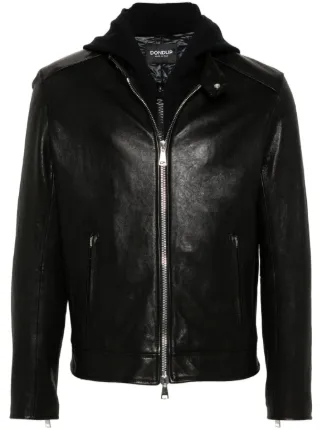 DONDUP Hooded Leather Jacket | Black | FARFETCH AO