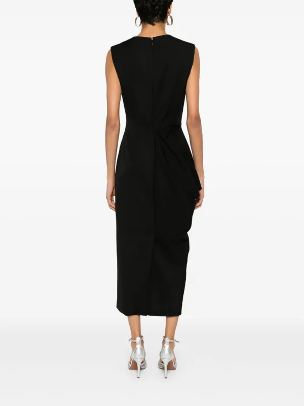 Alexander McQueen Asymmetric Wool Pencil Dress | Black