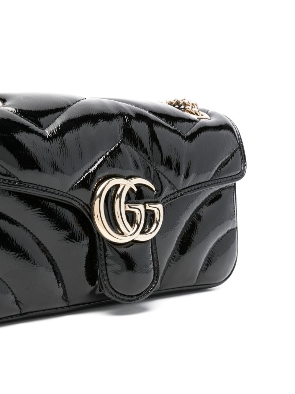 Shop Gucci Small Gg Marmont Shoulder Bag In Black