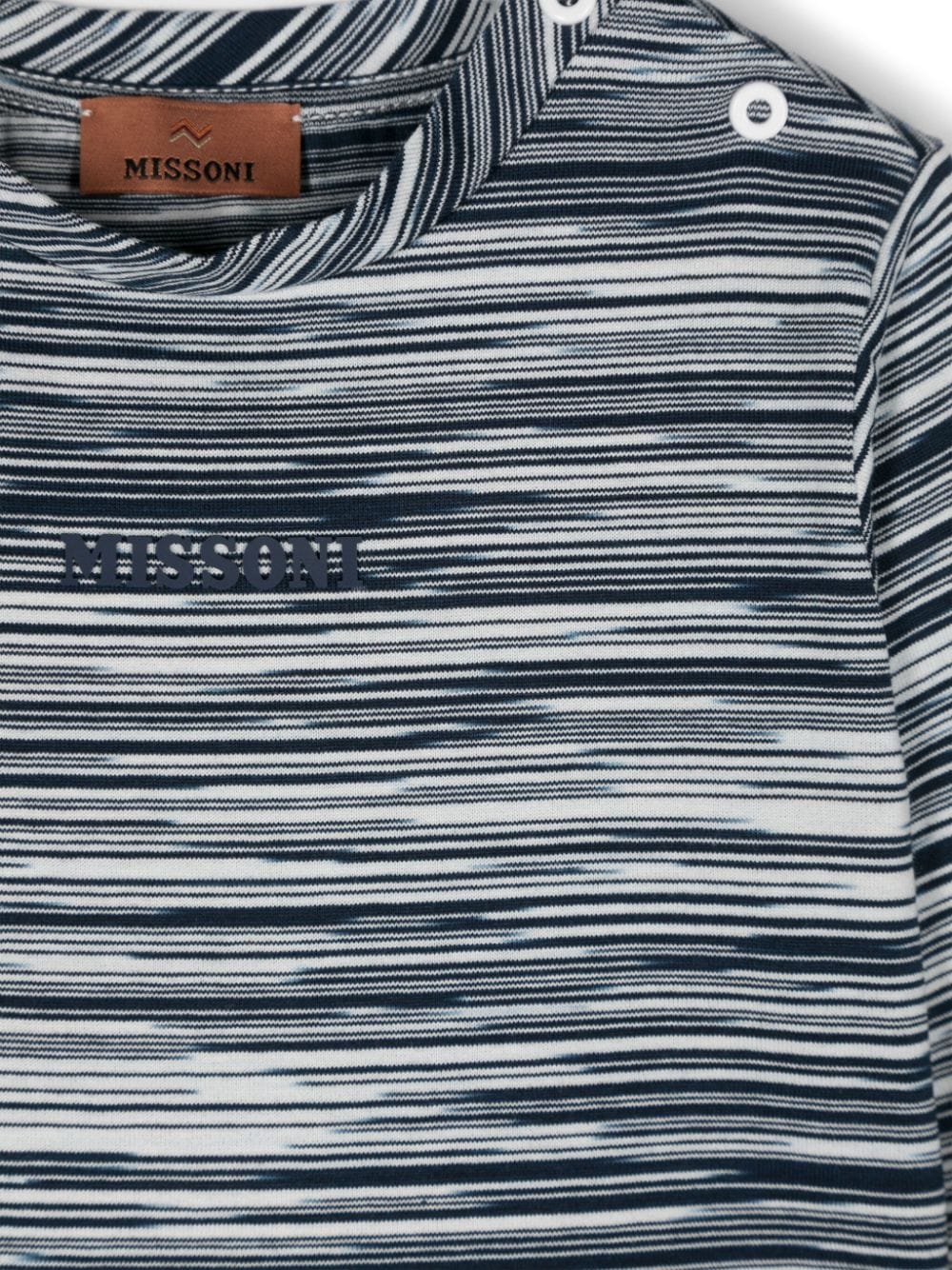 Shop Missoni Striped Cotton T-shirt In Blue