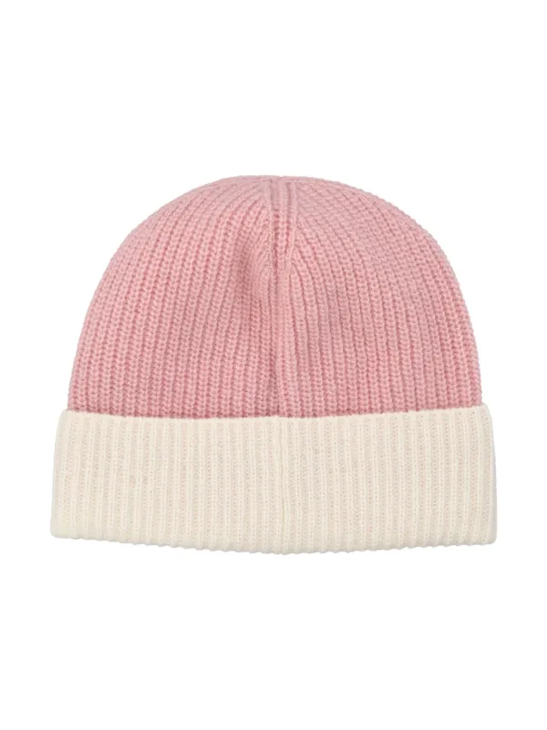 Moncler Enfant logo-appliqué rib-knit Beanie | Pink | FARFETCH display picture 2