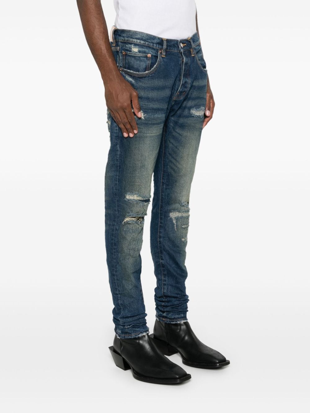 Shop Purple Brand Distressed Skinny Jeans In Blue