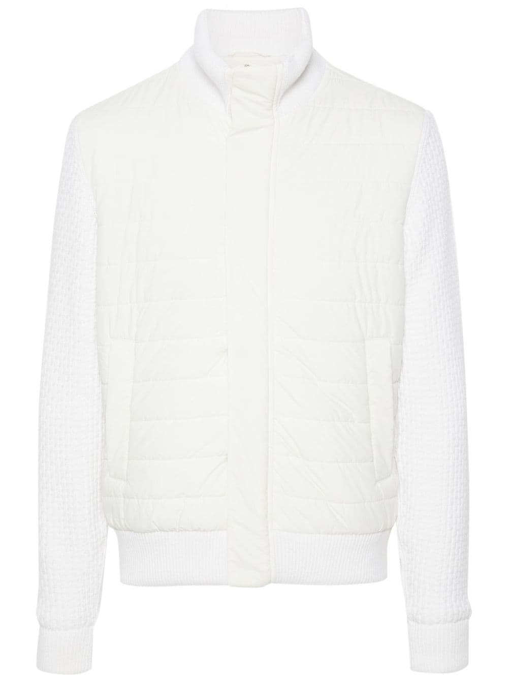 Herno Knitted-panels Padded Bomber Jacket In White