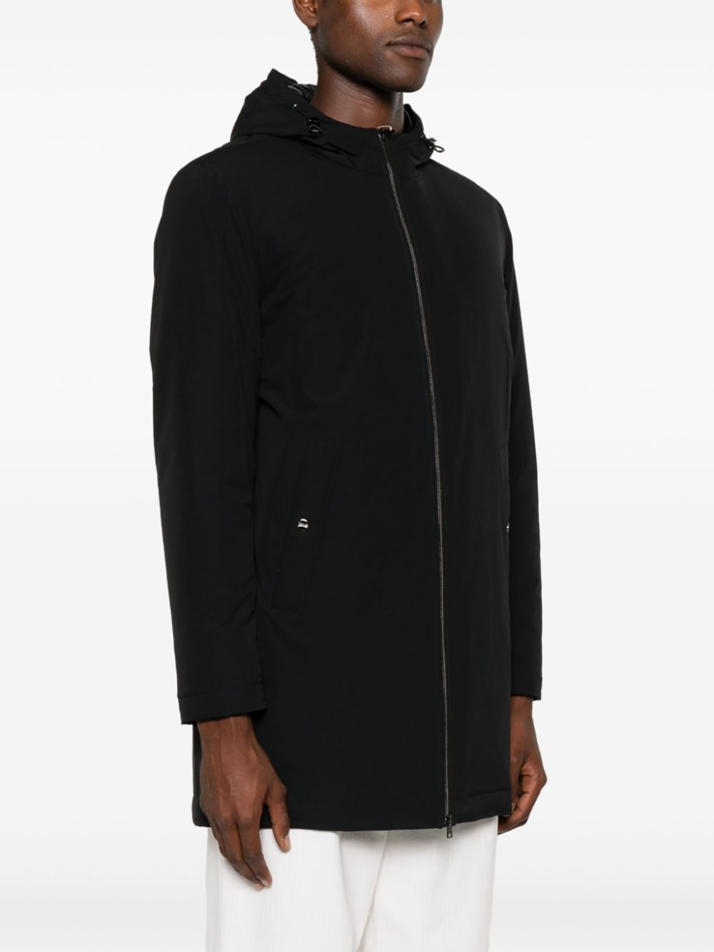 Shop Herno Hooded Parka Coat In Black