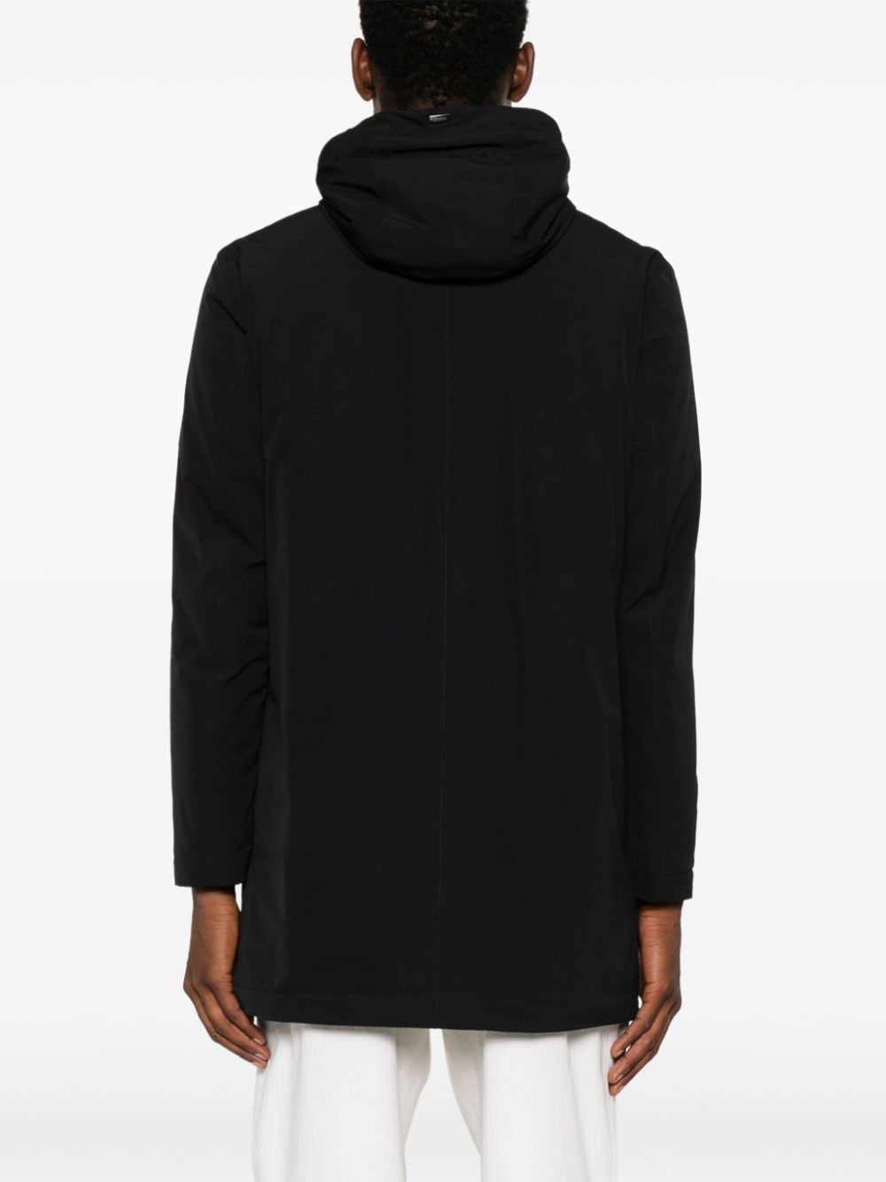 Shop Herno Hooded Parka Coat In Black