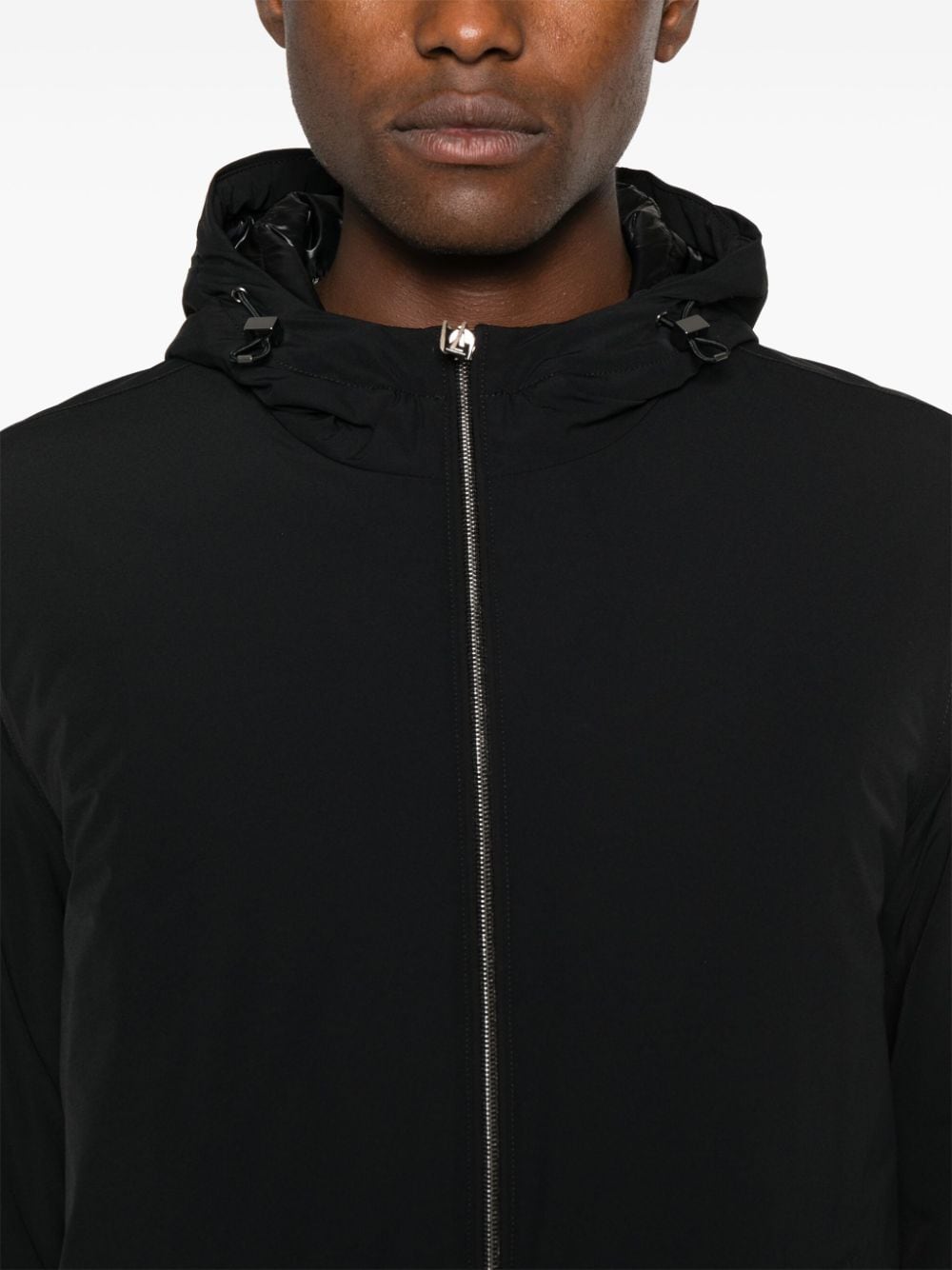 Shop Herno Hooded Parka Coat In Black