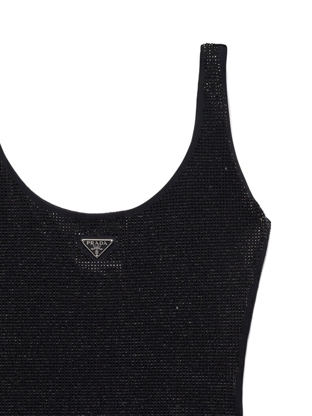 Prada triangle-logo rhinestone-embellished swimsuit - Zwart