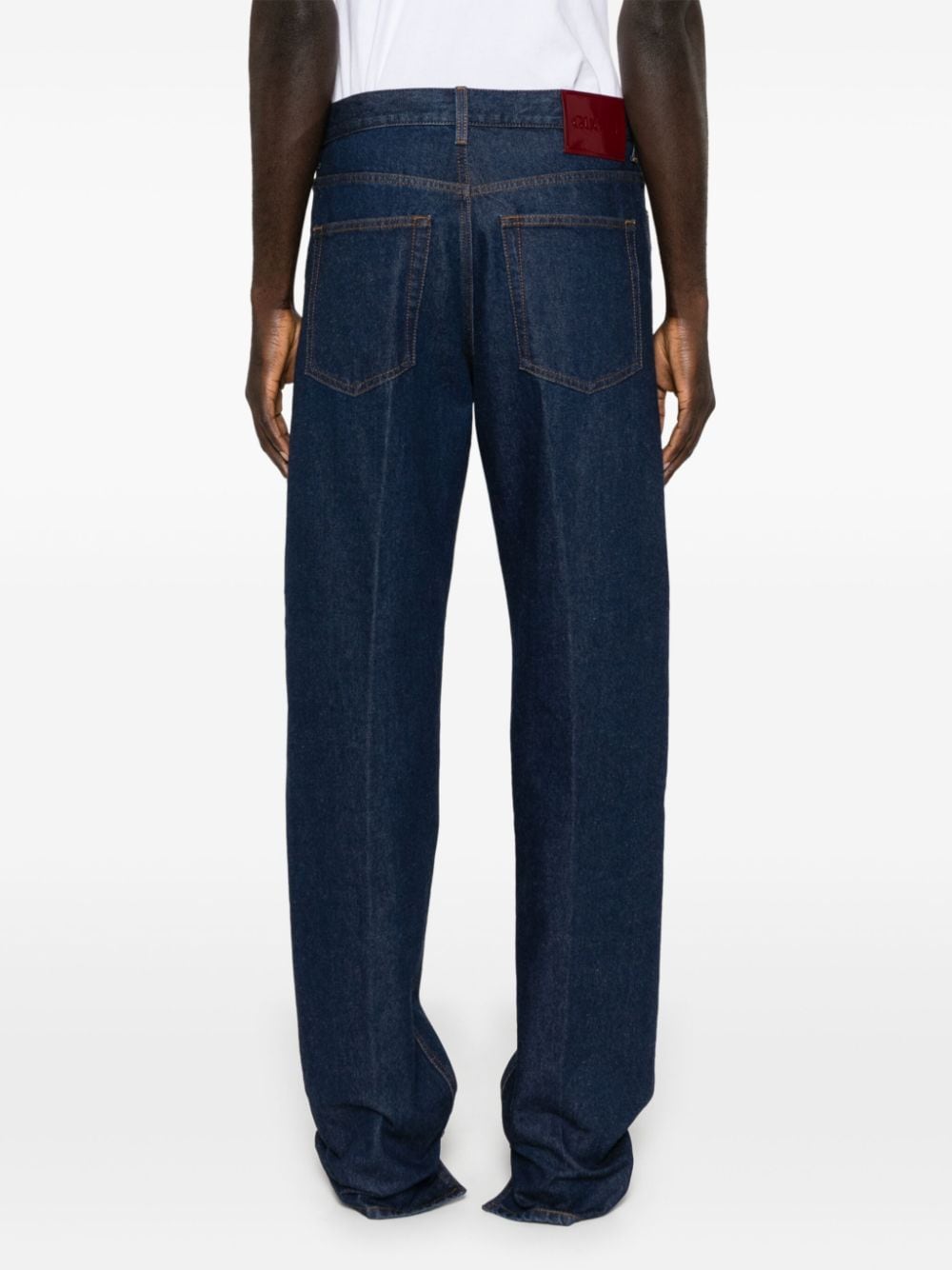 Shop Gucci Logo-patch Straight Jeans In Blau