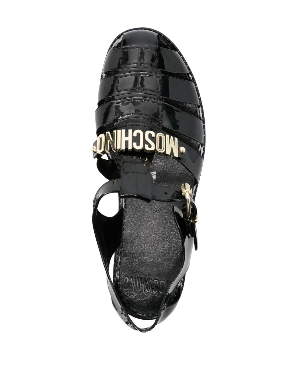 Moschino logo lettering sandals Black