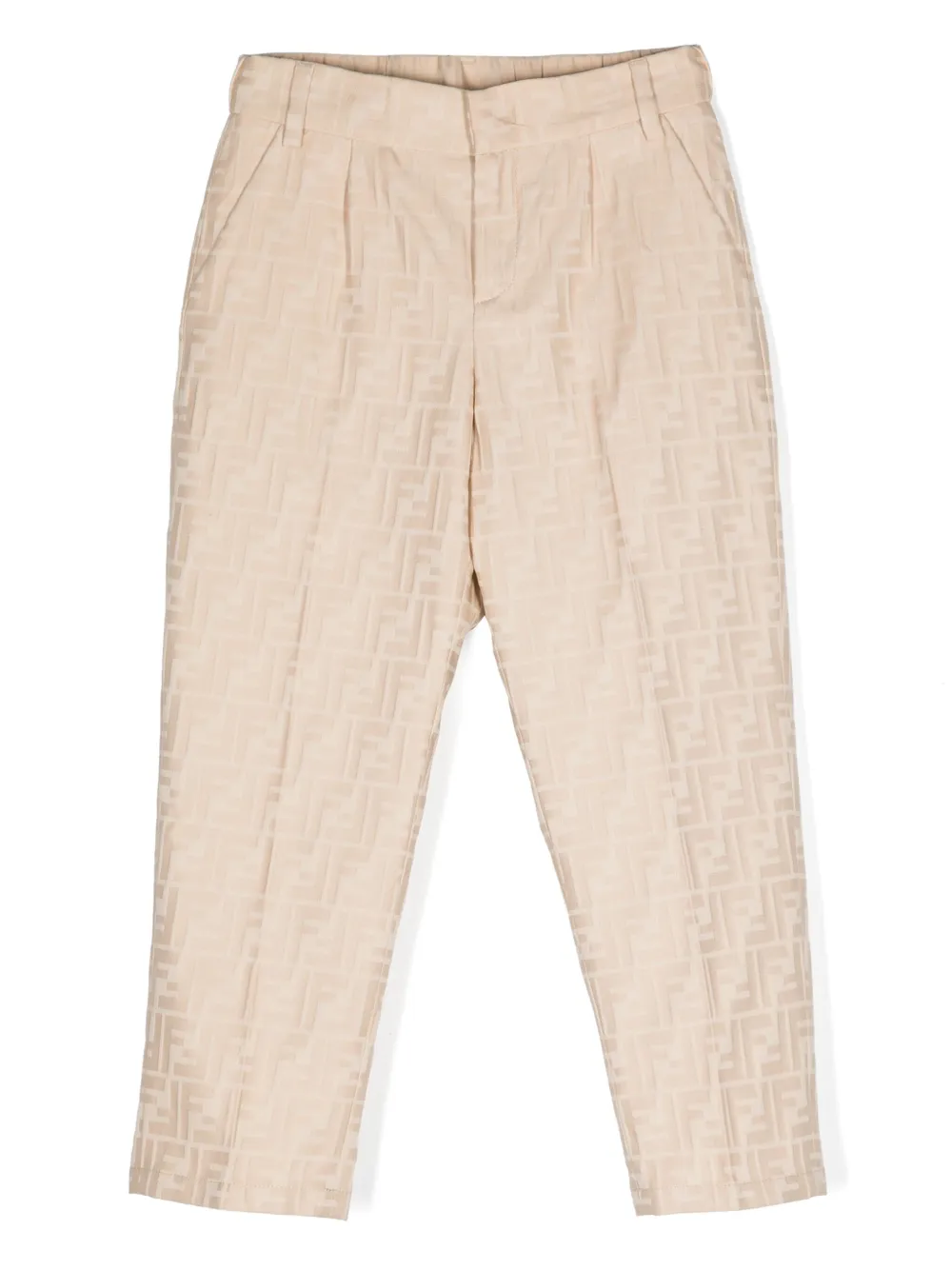 Fendi Kids Broek met FF jacquard Beige