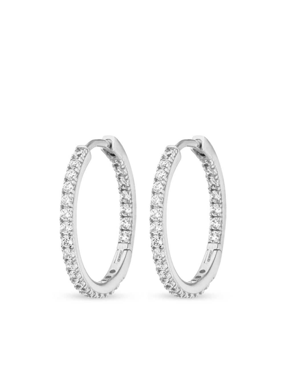 14kt white gold Cleo diamond small hoops