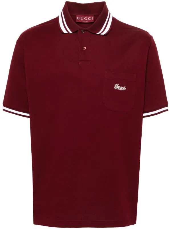 Gucci Playera Tipo Polo De Pique Con Logo Bordado Rojo FARFETCH AR