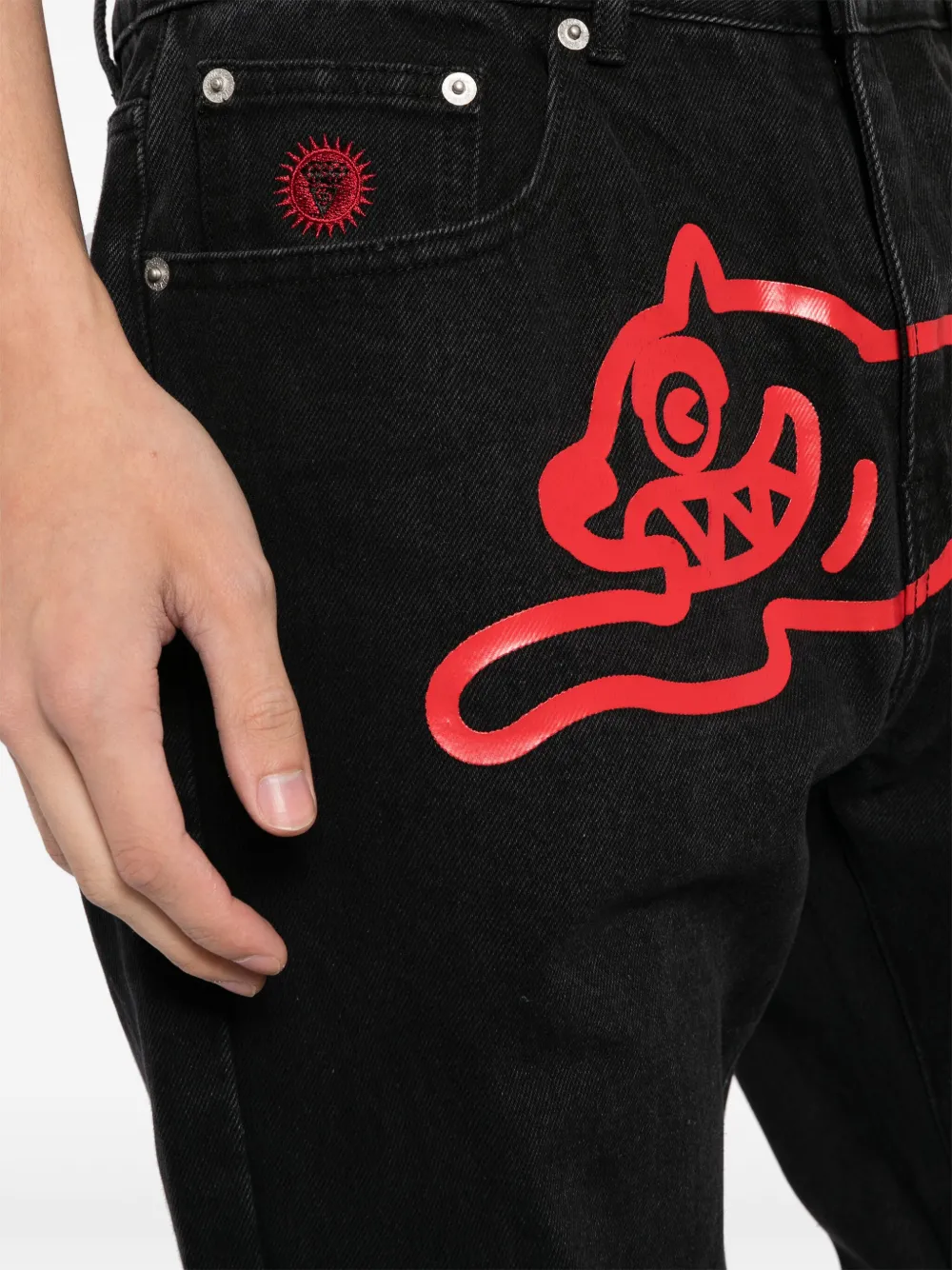 ICECREAM Running Dog jeans met hondenprint Zwart