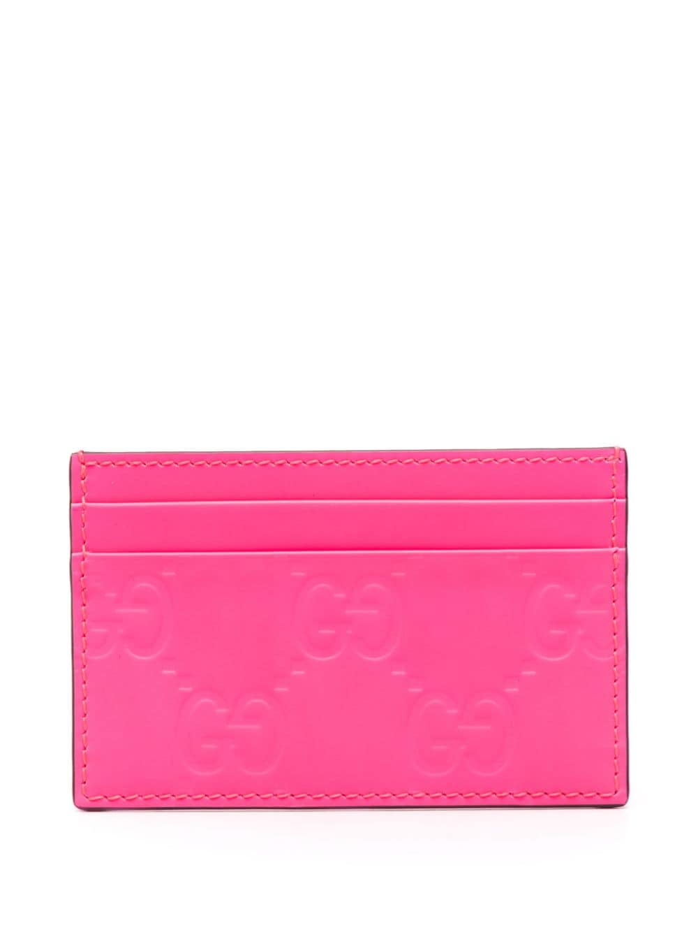 Shop Gucci Gg-debossed Leather Cardholder In Pink