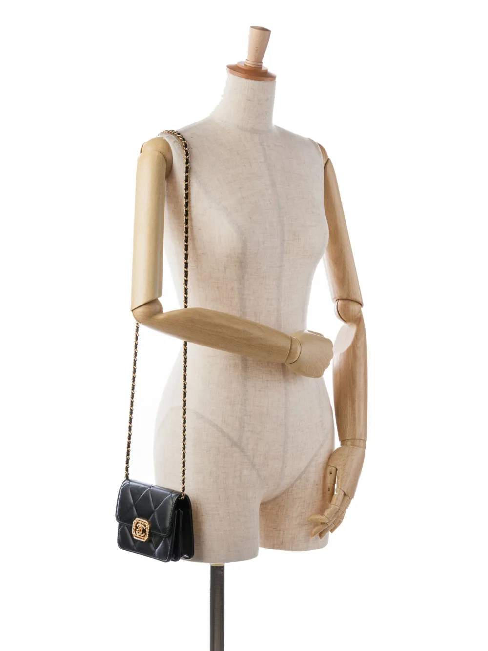 2021-2023 Quilted Calfskin Strass Clutch With Chain Flap Crossbody Bag