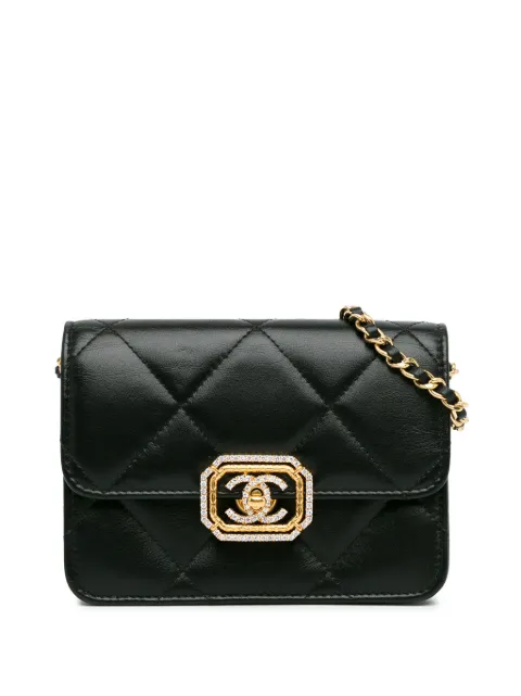 CHANEL Pre-Owned 2021-2023 Quilted Calfskin Strass Clutch With Chain Flap crossbody bag