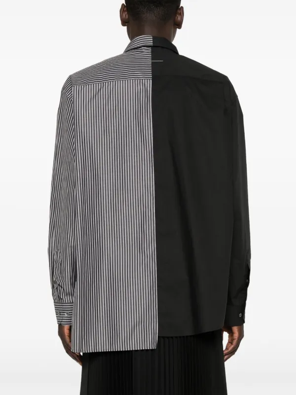 MM6 Maison Margiela Spliced numbers-motif Cotton Shirt | Black