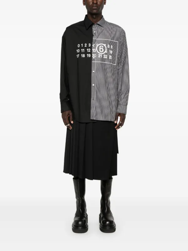 MM6 Maison Margiela Spliced numbers-motif Cotton Shirt | Black