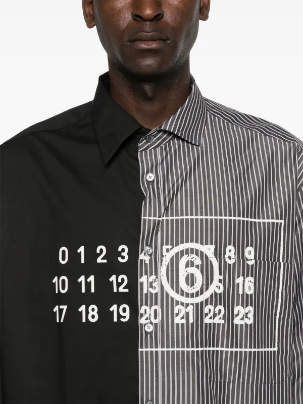 MM6 Maison Margiela Spliced numbers-motif Cotton Shirt | Black