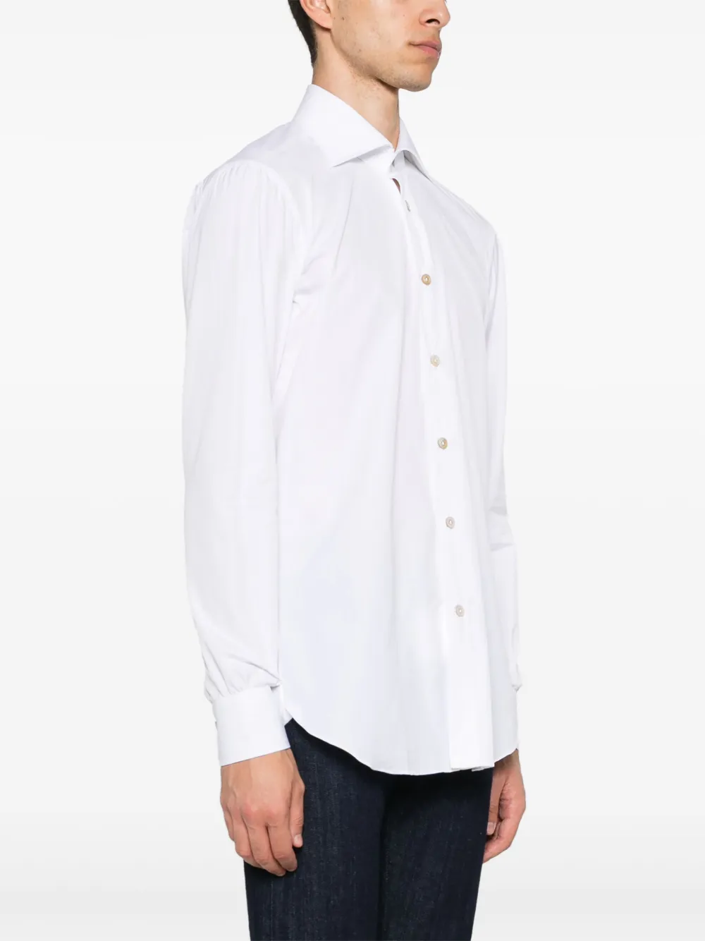 Shop Kiton Cotton Shirt In White