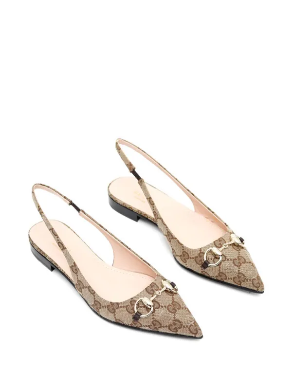 Gucci monogram print Slingback Ballerina Shoes Neutrals FARFETCH AE